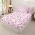 thumbnail image 2 of Erosebridal Line Art Pink Monkey Zipper Queen Comforter Set with Fitted Sheet and 2 Pillowcases,Cartoon Pattern Zipper Bedding Set For Girls,Pink Reversible,4pcs, 2 of 7