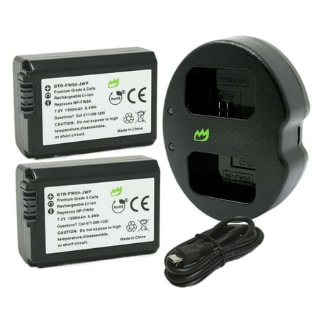 Replacement for Sony Alpha ILCE-7RM2 Battery (2-Pack 1300mAh) and Dual Charger