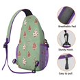 thumbnail image 3 of Sling Backpack,Green Christmas Tree Pattern Sling Bag with Water Bottle Holder,Waterproof Sling Bag for Men/Women with Headphone Jack for Hiking,Travel, 3 of 6