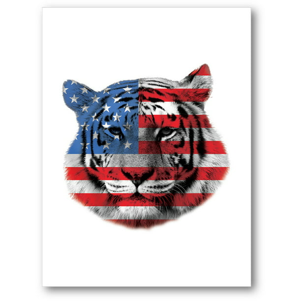 Awkward Styles American Tiger Wall Decoration Tiger Love American Patriotic  Gifts for Newly Weds Kids Home Gifts 4th of July Party USA Flag Canvas Art  