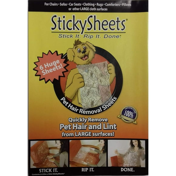 Sticky Sheets- Pet Hair Removal System Fastest Easiest Removing Pet Hair Lint Dirt Large Cloth Surfaces- 23 X 35 in - Single Sheet
