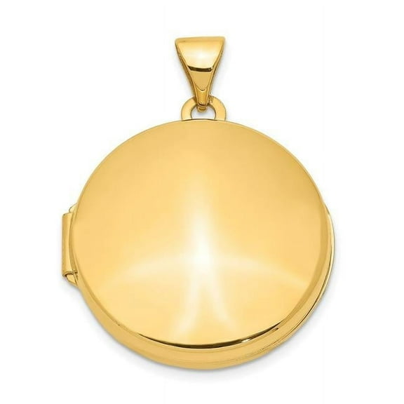 14k Gold 20mm Round Plain Domed Locket, Pendant, Pendants for Necklace