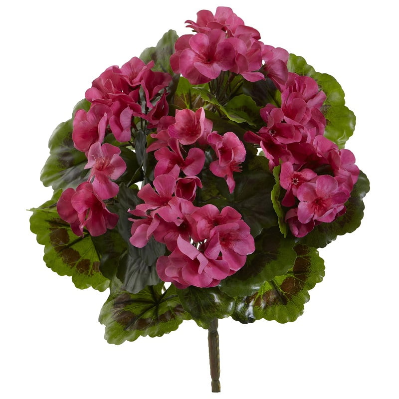Nearly Natural Geranium Artificial Bush UV Resistant, Set of 4 (Indoor
