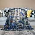 thumbnail image 2 of Nawypu Throw Blanket Blue and White Tile with Birds and Small Flower Throw Blanket Super Soft Warm Throw Flannel Blanket Blue and White Porcelain Style Flannel Blanket, 2 of 6