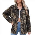 thumbnail image 1 of Chaqueta Vaquera de Mujer, Estilo Boyfriend, Extragrande, con Botones, Larga, Aberturas Laterales Estampado de Leopardo M, 1 of 9