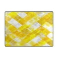 thumbnail image 2 of 63x48in Area Rug Machine Washable Floor Mats Skid-Resistant Backing Carpet for Home Kitchen Bedroom Yellow and White Checkered Squares, 2 of 7