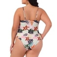 thumbnail image 4 of Agnes Orinda Women's Plus Size One-Piece Swimsuit Adjustable Spaghetti Straps Floral Tropical Pattern Swimwear Beach Bathing Suits  1X Pink, 4 of 9