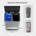 thumbnail image 6 of 60L/16 Gallon Dual Trash Can,Stainless Steel Pedal Trash Bin with 2 Compartments for Kitchen Office Restaurant School Hospital, 6 of 8