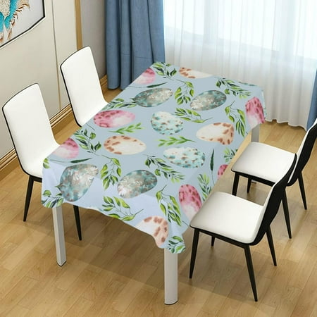 

Hidove Easter Eggs Leaves Rectangle Tablecloth Spill-Proof Polyester Table Cloth Table Cover for Kitchen Dining Picnic Holiday Party Decoration 60x90 Inch