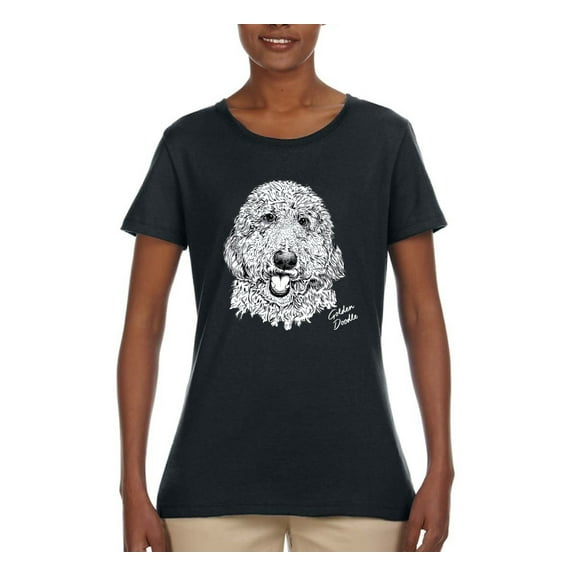 Golden Doodle Dog Lover Pet Owner Animal Lover Womens Graphic T-Shirt, Black, Small