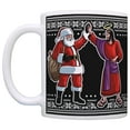 thumbnail image 2 of ThisWear Funny Stocking Stuffers for Adults Santa Jesus High Five Ugly Christmas Sweater Themed Christmas Mugs Set 11 ounce 2 Pack Coffee Mugs Black, 2 of 4