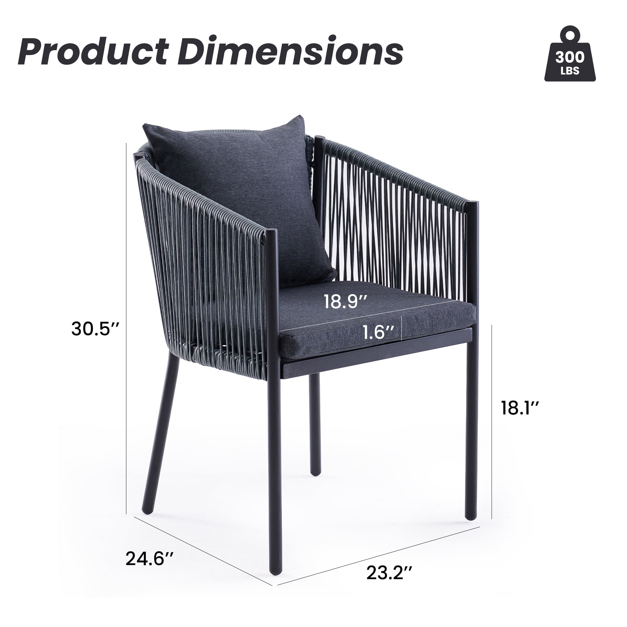 STARY Outdoor Dining Patio Chairs Set of 2, Rattan Wicker Bistro Chairs with Cushions for Garden, Deck, Backyard, Poolside