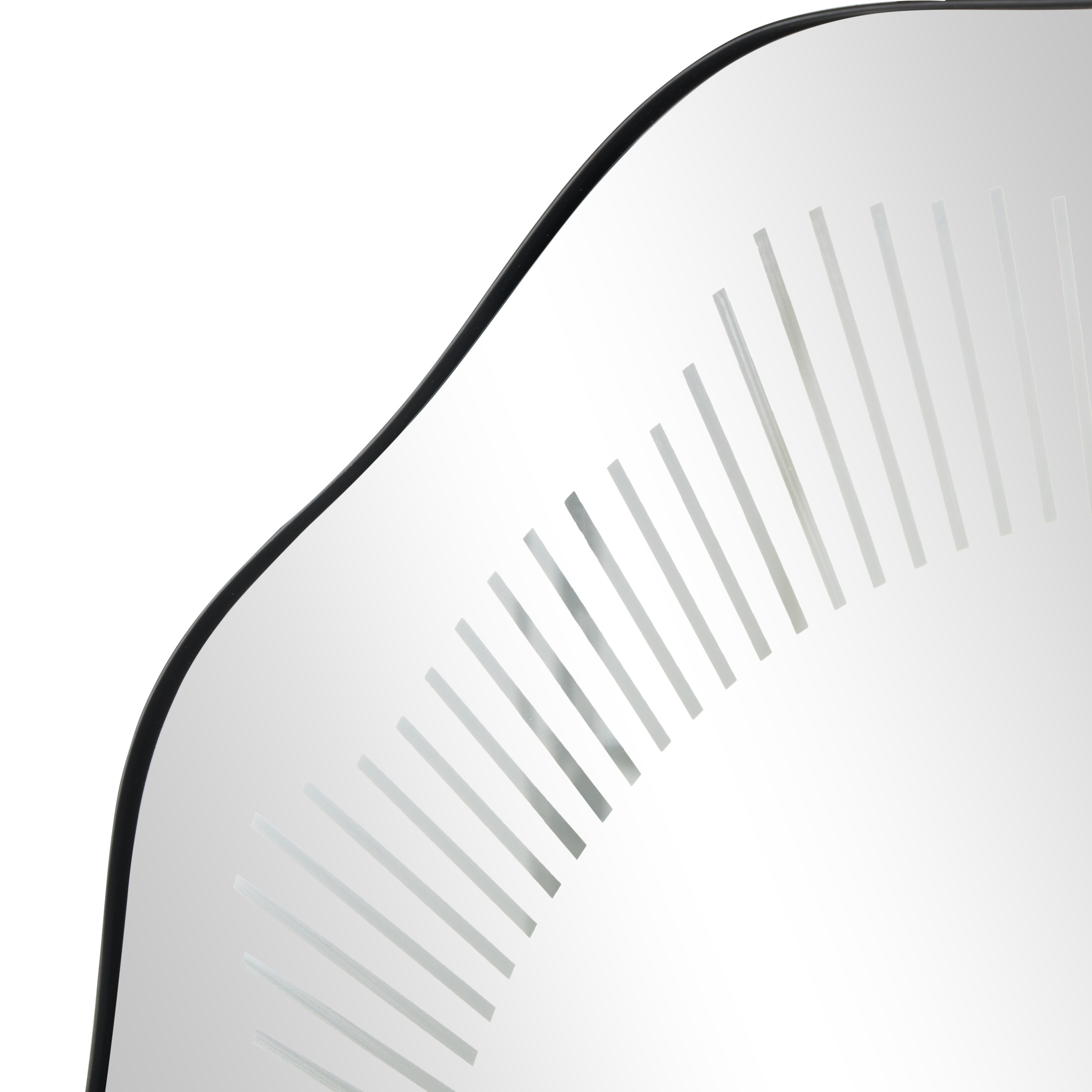 DecMode 26" x 25" Silver Wavy LED Abstract Wall Mirror with Radial Pattern