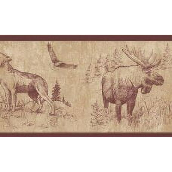 879685 Moose Buffalo Wolf Eagle Wallpaper Border 242B58390