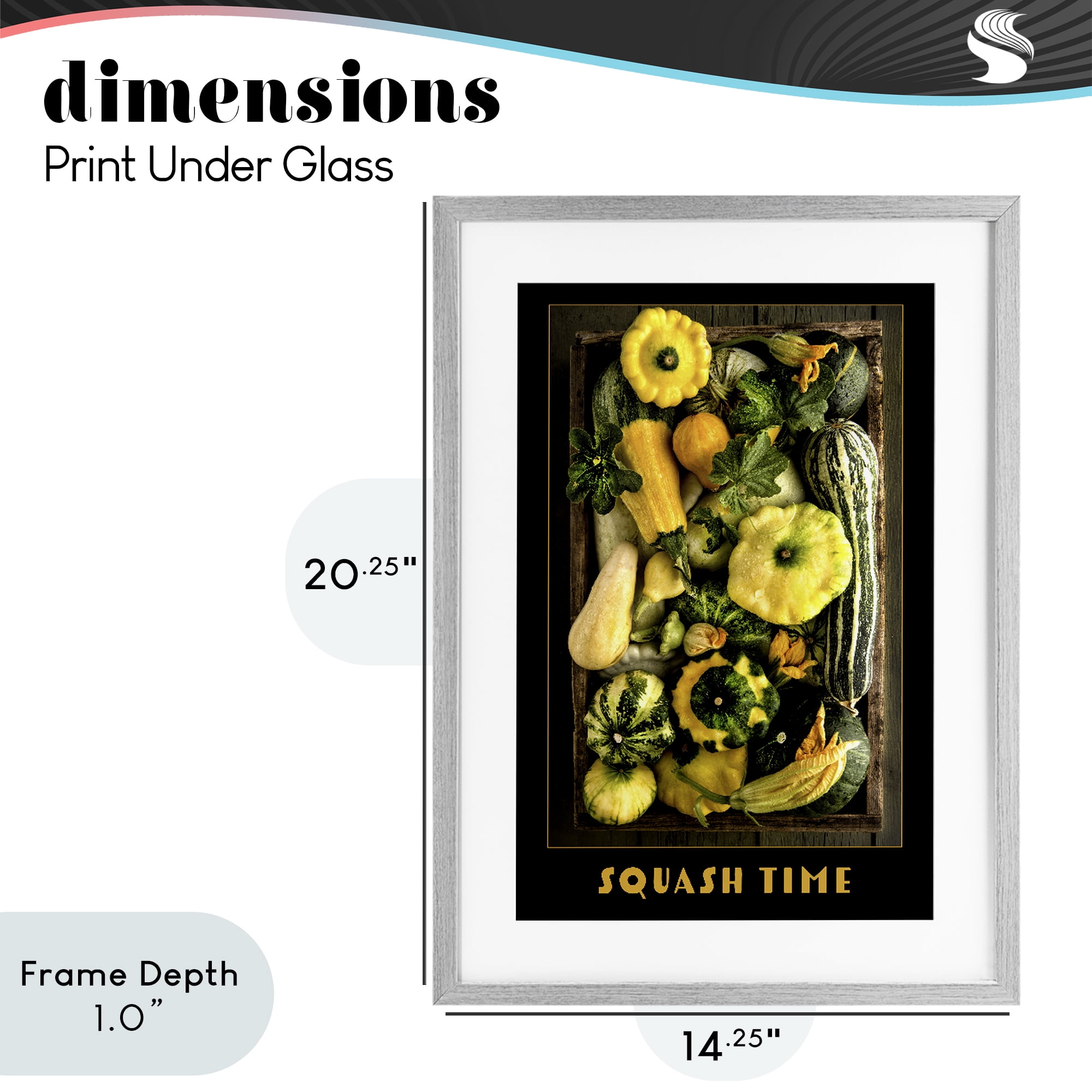 Stupell Industries Squash Time Vibrant Vegetables Gray Framed Print Under Glass, design by Carl Kravats