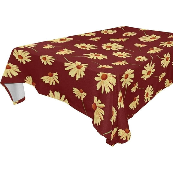 SKYSONIC 60”x90" Square Tablecloth with Yellow Sunflower for Autumn Prints, Anti-Wrinkle and Smooth Table Cloth for Kitchen/Home Decoration