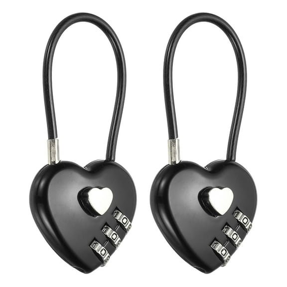 Uxcell Cable Combination Steel Rope Lock for Gym Bikes Cabinets and More Black 4.3"