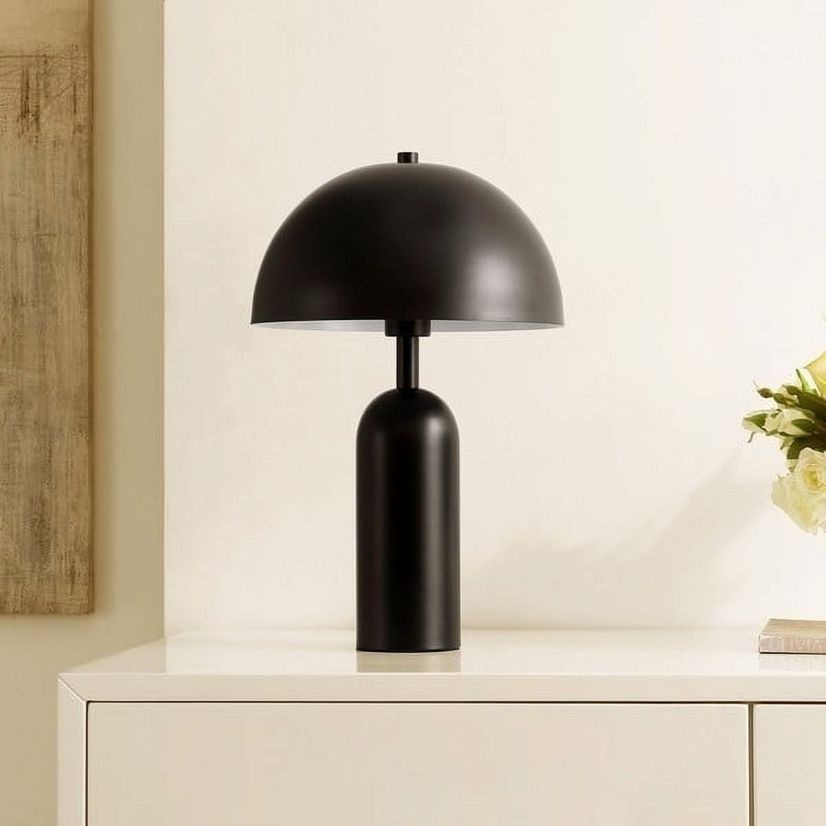 SAFAVIEH Ryler 19 in. Mid-century Black Metal Table Lamp with Black Shade