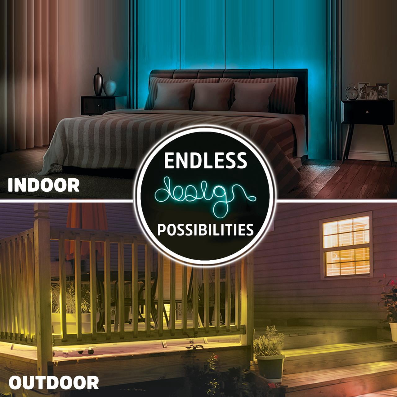 Energizer Smart Neon LED Light Strips, 20 Ft RGBW Wi-Fi LED Rope Light, Water Resistant for Outdoor & Indoor, Compatible with Alexa Google Home & Siri, App, Voice & Remote Control, Flexible, Dimmable