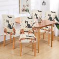 thumbnail image 2 of Yayeee 4 Pack Dining Chair Covers Stretch Parson Chairs Slipcovers Seat Protector, Gray Cartoon Halloween Cat, 2 of 6