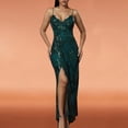 thumbnail image 2 of Gibobby Vestido sexy para fiesta Vestido halter bordado con cuentas y lentejuelas para mujer(Verde,XL), 2 of 4