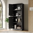 thumbnail image 2 of 71" Tall Pantry Cabinet with 4 Doors, Freestanding Larder & Kitchen Hutch Cabinet with Adjustable Shelves for Dining Room, Black, 2 of 9