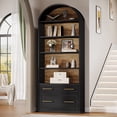 thumbnail image 4 of Tribesigns 77" Tall Arched Bookcase, 5-Tier Freestanding Wooden Bookshelf with File Cabinet Drawer, Black, 4 of 9