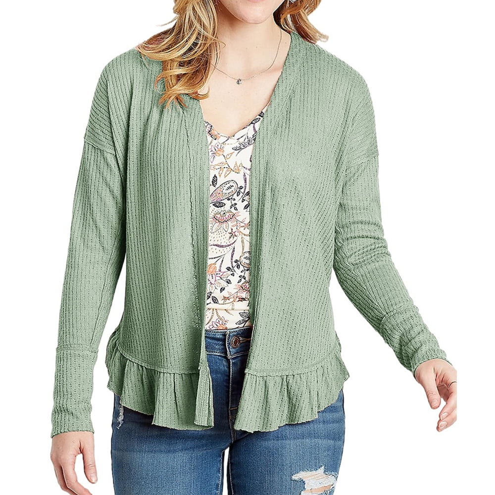 V-Neck Plain Open Front Cardigan