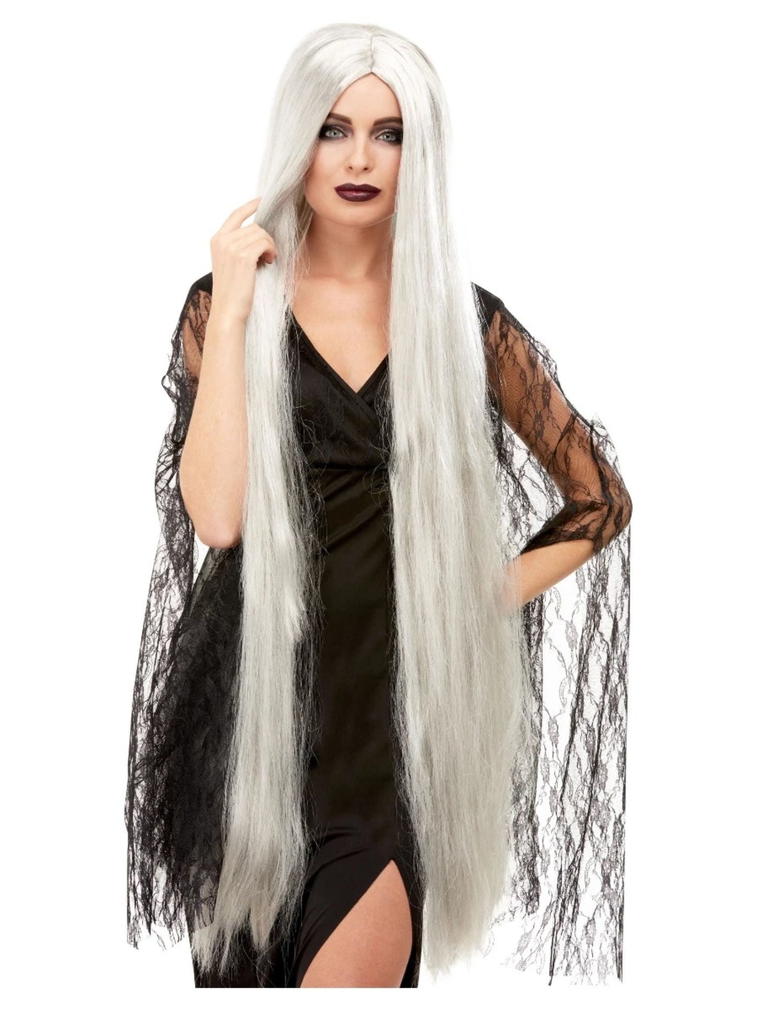 26&quot; Gray Long and Straight Women Adult Halloween Wig Costume Accessory