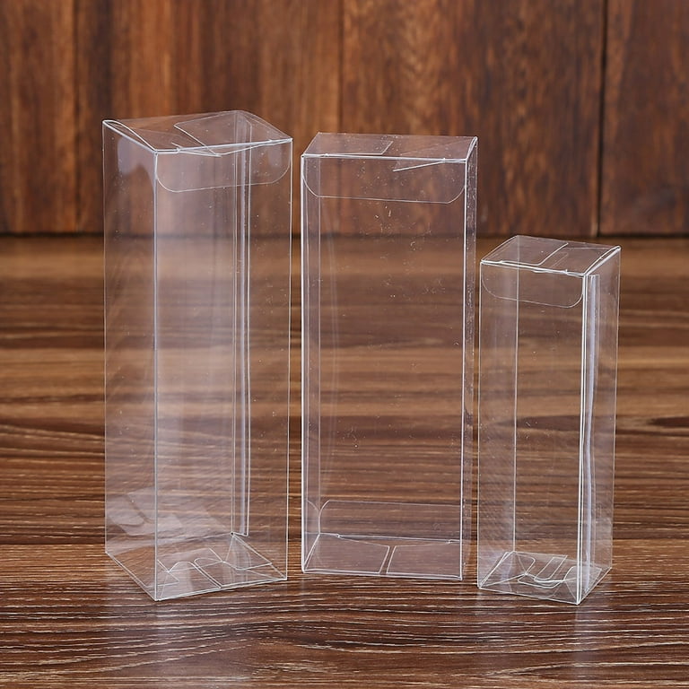 OUNONA 25pcs PVC Clear Packaging Box Plastic Organizer Multipurpose Storage Boxes Gift Container 5X5X15