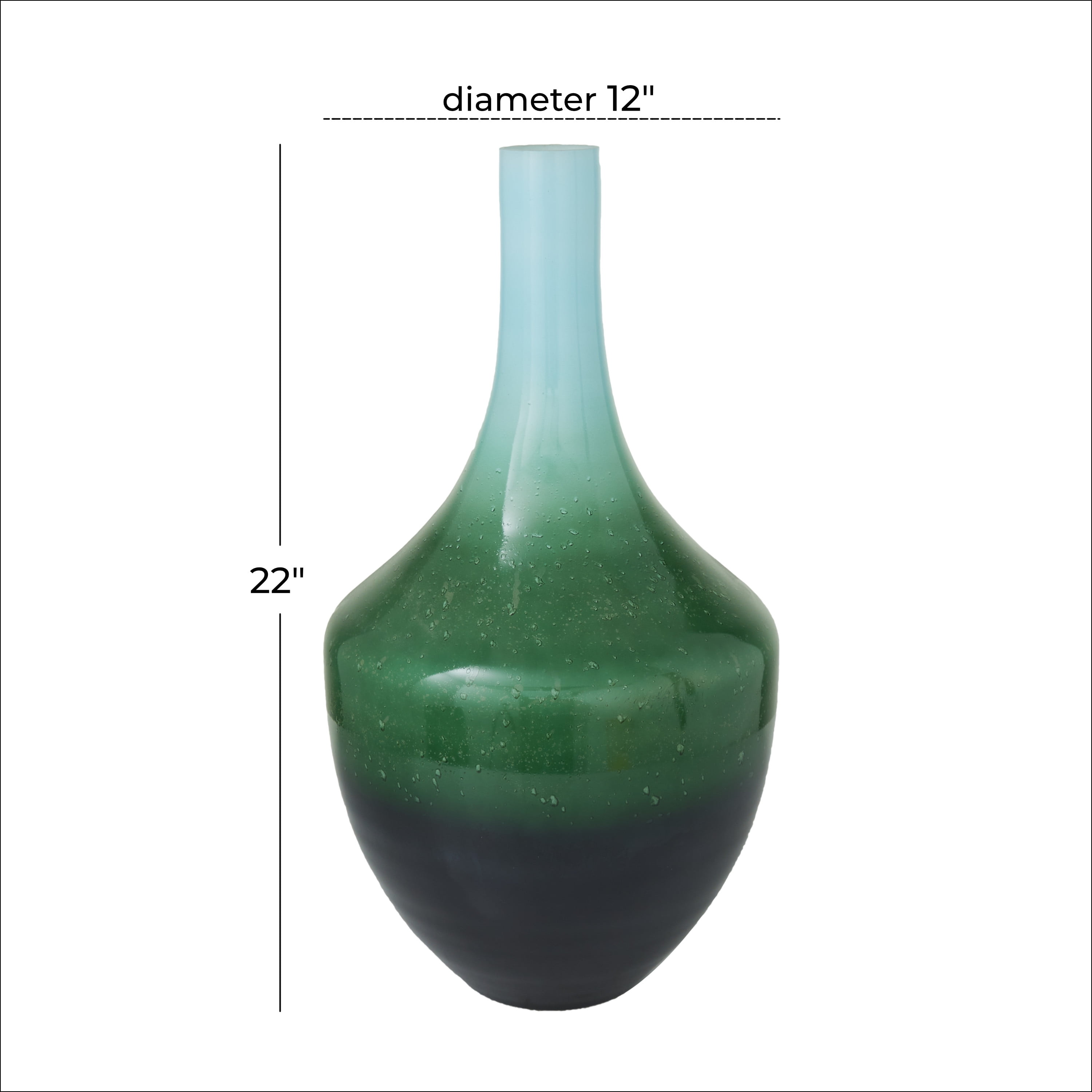 DecMode 22" Ombre Green Glass Vase
