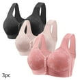 thumbnail image 2 of FNFYFH 3 Pack Wireless Bras for Women Plus Size Push-up Bra No Underwire Smoothing Front Close Button Wirefree Underwear 2025 Womens Sexy T-shirts Bras M-XXXXXL, 2 of 3
