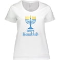 thumbnail image 3 of Inktastic Happy Hanukkah with Blue Menorah Women's Plus Size T-Shirt, 3 of 5