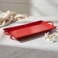 thumbnail image 4 of 10 Strawberry Street Beaded Leaves Handled Serving Tray, Red, Set of 2, 4 of 4