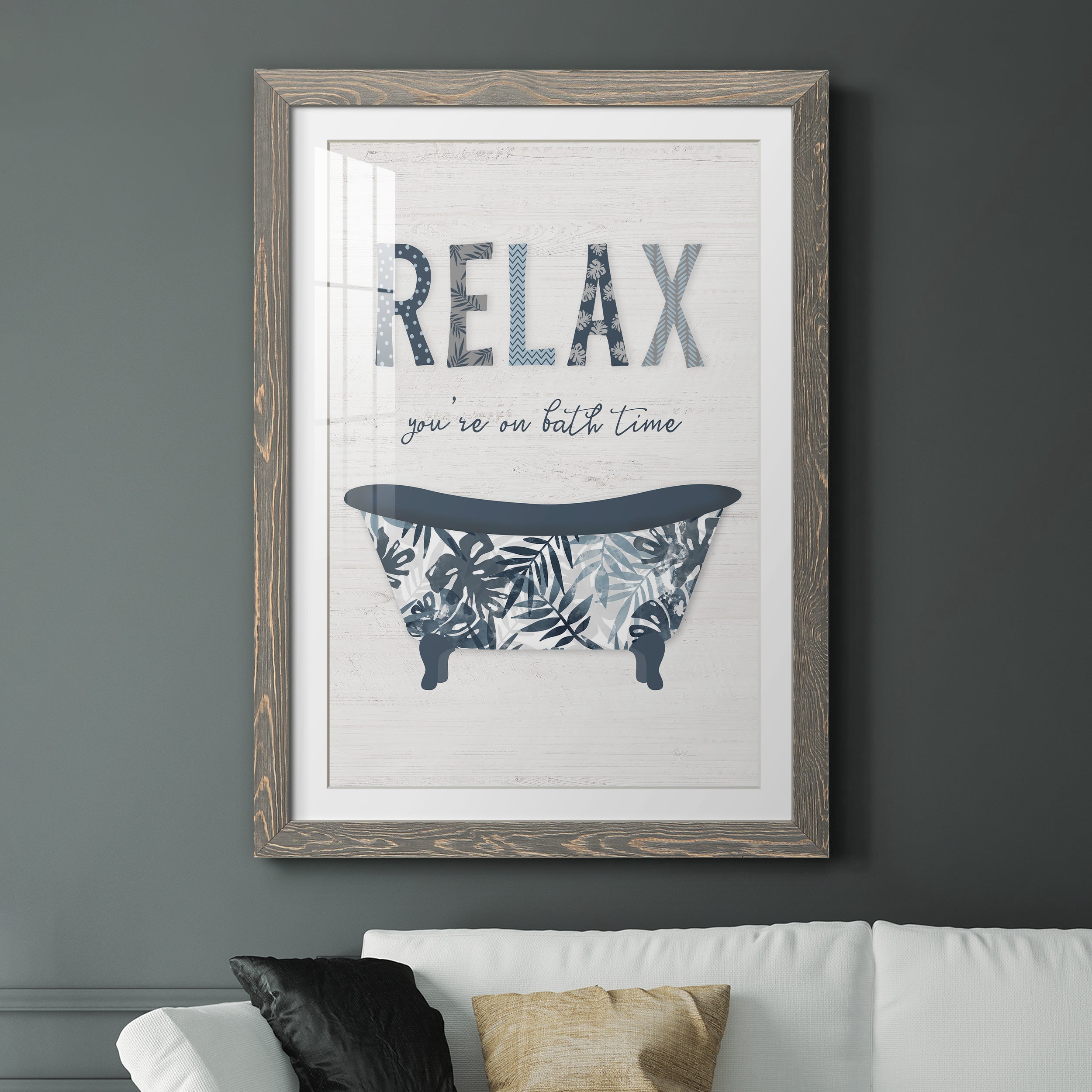 Palm Bath I - Premium Framed Print - Distressed Barnwood Frame - Ready to Hang