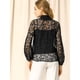 thumbnail image 5 of INSPIRE CHIC Blusas de manga larga de encaje para mujer Blusas florales elegantes con cuello con volantes Negro XL, 5 of 6