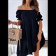 thumbnail image 4 of Vestidos de Verano para Mujer con Mangas Farol, Volantes y Hombros Descubiertos. Negro L, 4 of 9