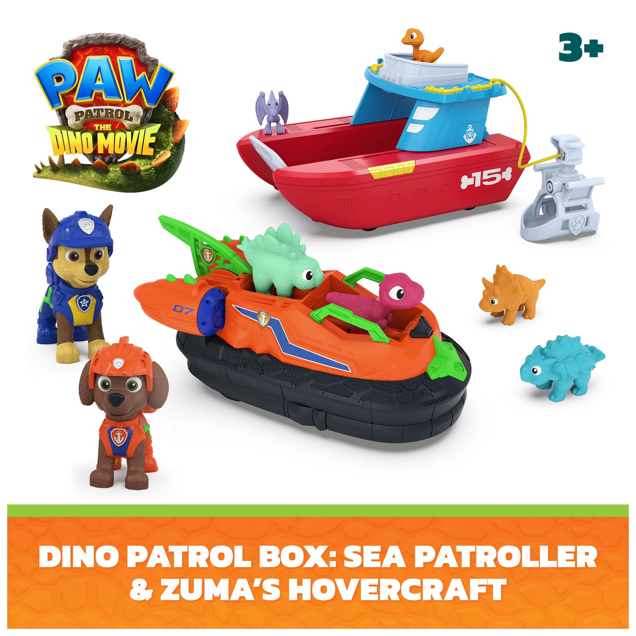 PAW Patrol: The Dino Movie Dino Patrol Box Toy Vehicle Two 2-Pack, for Ages 3 and up