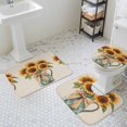 thumbnail image 3 of Summer Sunflowrs Bathroom Rugs Set Vintage Garden Floral Yellow Plants Non Slip Absorbent Soft Bath Mats 3 Piece Set with Bathroom Rug, U-Shaped Floor Mat, Toilet Seat Cover Large Size, 3 of 9