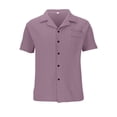 thumbnail image 4 of Mefallenssiah Hauts pour Hommes Décolleté Décontracté Col Cubain Col Rond Chemise à Manches Courtes Chemisier Cardigan, 4 of 6