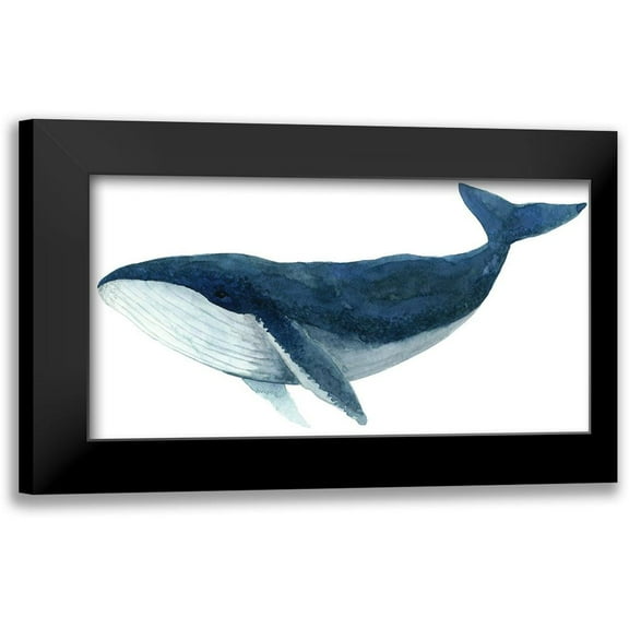 Saylor, Jeannine 14x9 Black Modern Framed Museum Art Print Titled - Humpback Whale - Blue