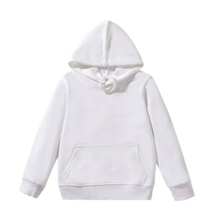 

BSDHBS Kids Sweatshirts White Kids Child Toddler Baby Boys Girls Solid Long Sleeve Patchwork Hooded Sweatshirt Pullover Tops Blouse Outfits Clothes Size 140