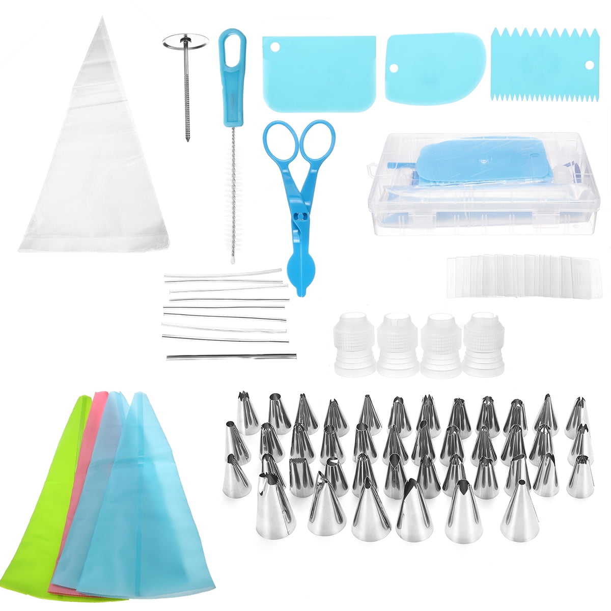 BSHAPPLUS® Piping Bags and Tips Set, 72 Pcs Cake Decorating Supplies Kit,Cake Decoration Kit with 20 Frosting Bags, 42 Icing Tips Pastry, Cookie, Cupcake and Baking Supplies