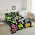 thumbnail image 2 of Fluorescent Green Bedding Set Queen Glowing Mushroom Comforter Set, Psychedelic Galaxy Duvet Insert Rainbow Stars Quilt Set, Orange Pink Wild Fungus Bedding Comforters & Sets Black 3 Piece, 2 of 5