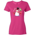 thumbnail image 3 of Inktastic Top Hat Snowman with Christmas Tree and Candy Cane Women's T-Shirt, 3 of 5