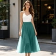 thumbnail image 5 of Pleated Mesh Skirt for Women Flowy Tulle Maxi Skirt Casual Elegant Long Skirt Flowy Party Bottoms, 5 of 8