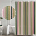 thumbnail image 4 of Colorful Striped Shower Curtain Set - Long 72" x 84" Washable Bathtub Curtain with 12 Hooks, Sage Green Pink White Vertical Lines Waterproof Fabric Stall Shower Curtains for Bathroom/Bathtub Décor, 4 of 6