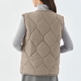 thumbnail image 5 of Maqroz Women's Sherpa Lined Quilted Vest 2026 Fashion Velvet Vest Down Button Up Sleeveless Padded Down Jackets Lightweight Warm Winter Gilet Outerwear with Pockets Plus Size Clothes Khaki XL, 5 of 5