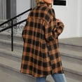 thumbnail image 7 of Tdoqot Womens Shackets Jackets- Soft Cotton Fall Fashion Casual Long Sleeve Plaid Flannel Shirt Brown Size L, 7 of 7