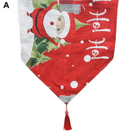 

QILIN Table Runner Wear Resistant Cartoon Pattern Cotton Flax Christmas Themed Dining Mat Decor for Home